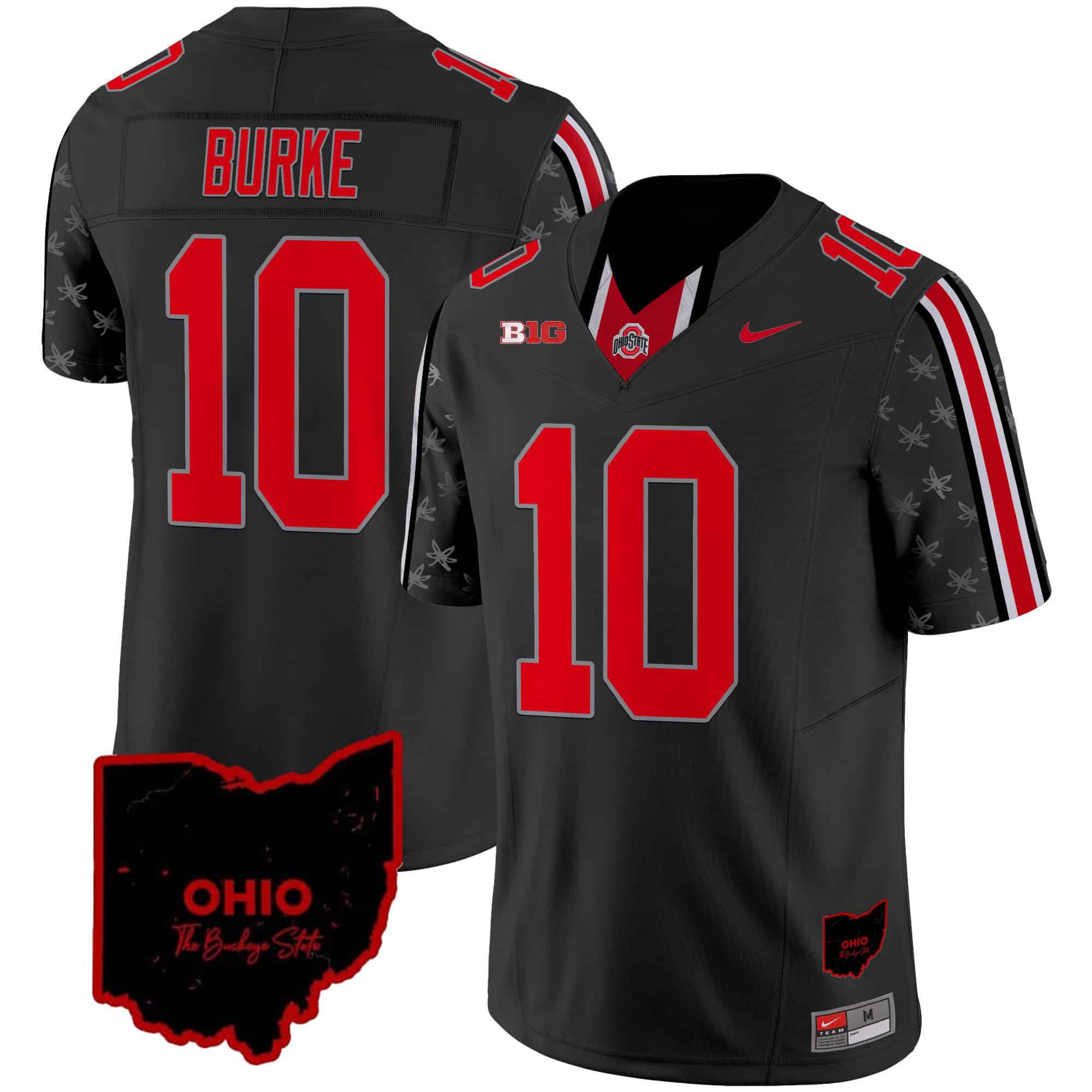 Men Ohio State Buckeyes #10 Burke Black 2024 Nike Home Patch Vapor Limited NCAA Jersey